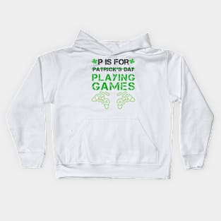 p is for playing games Kids Hoodie